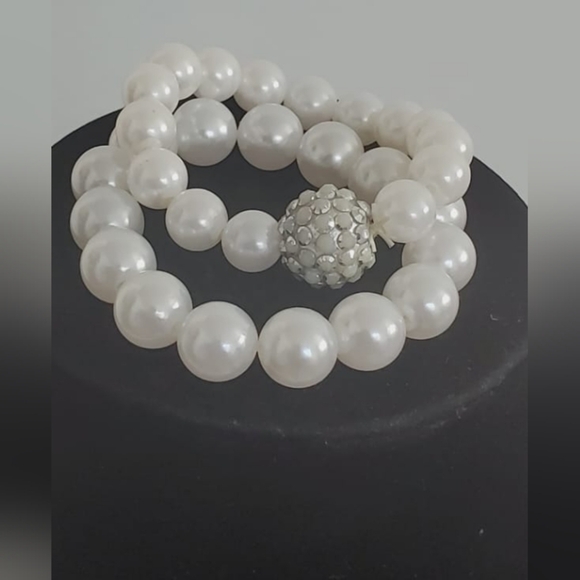 Wedding Pearl Necklace and Wrist Bead Set. WHITE. 🌴 - Picture 5 of 7